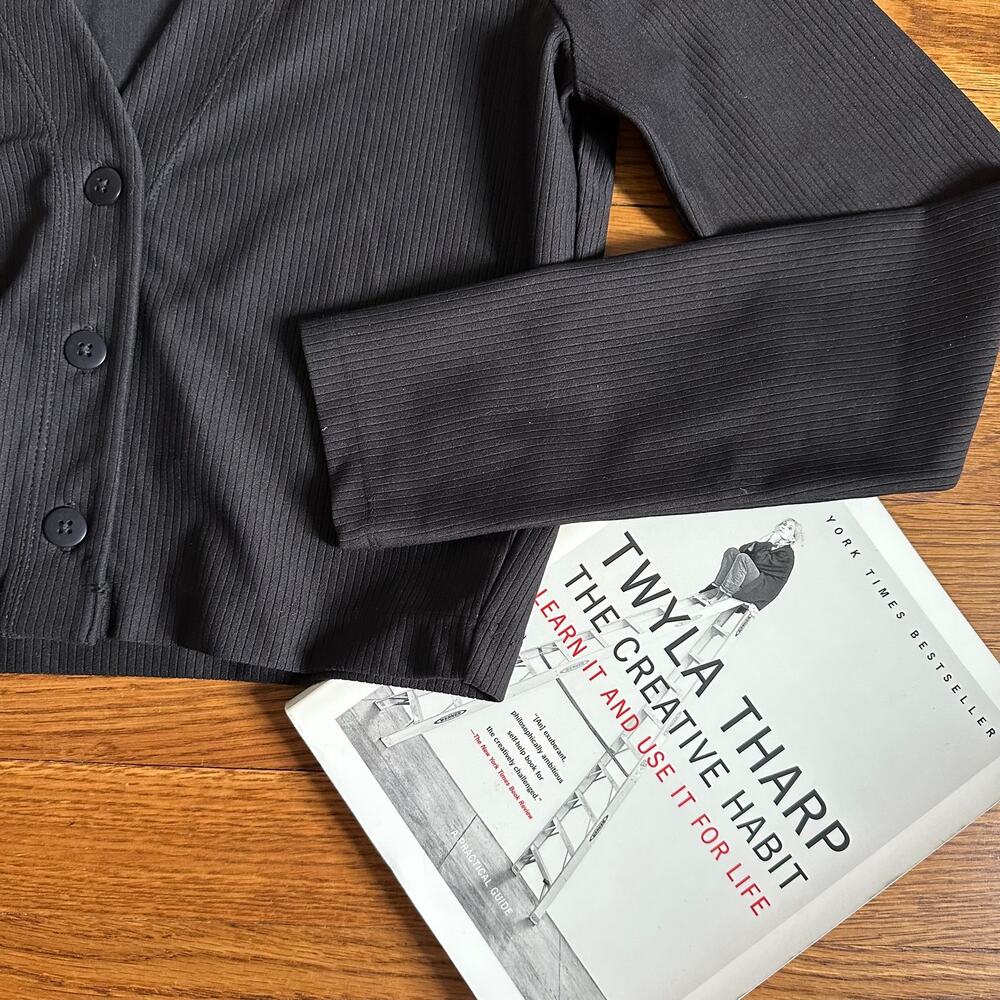 Calia Performance Black Cropped Ribbed Cardigan - Picture 3 of 9
